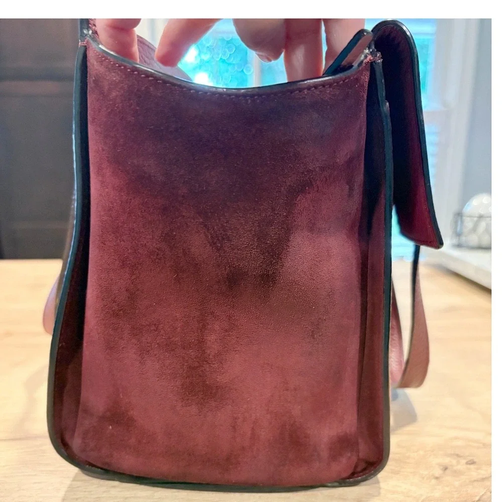 Kate Spade Burgundy Pebbled Leather and Suede Satchel Crossbody Bag